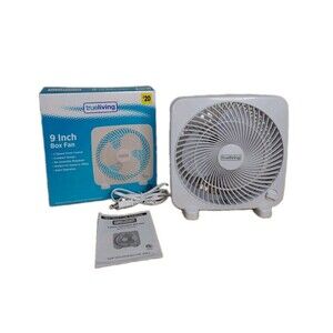 trueliving 9 Inch White Box Fan